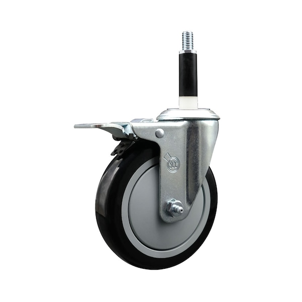 5'' Black Poly Swivel 7/8'' Expanding Stem Caster Total Lock Brake